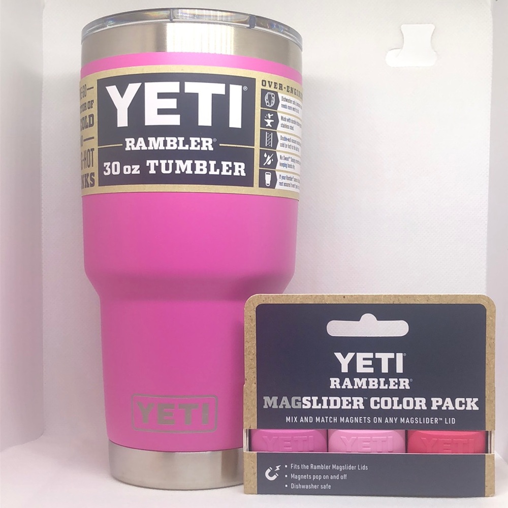 💕Yeti Rambler Tumbler Wildflower Fuchsia 30oz & Magslider 3 Pack NWT 💕